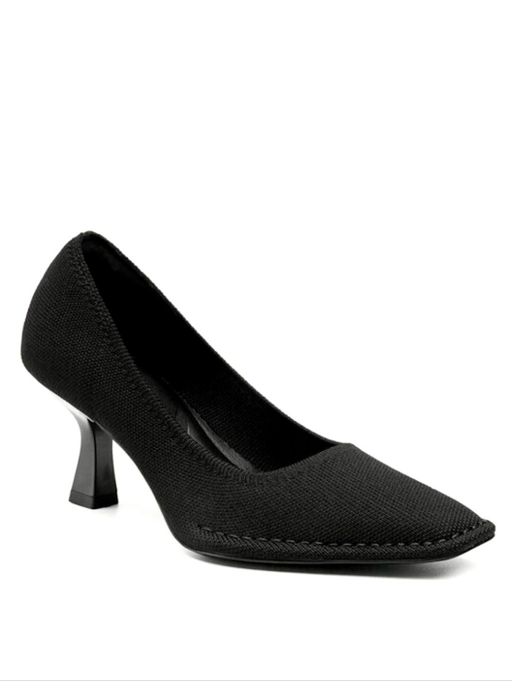 Comfort Knit COSY ISLAND Heels Pointed Square Black Pump Modern Padded 8.5